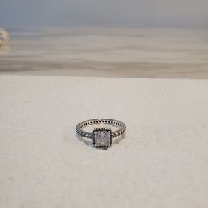 Pandora Square Sparkle Halo Ring